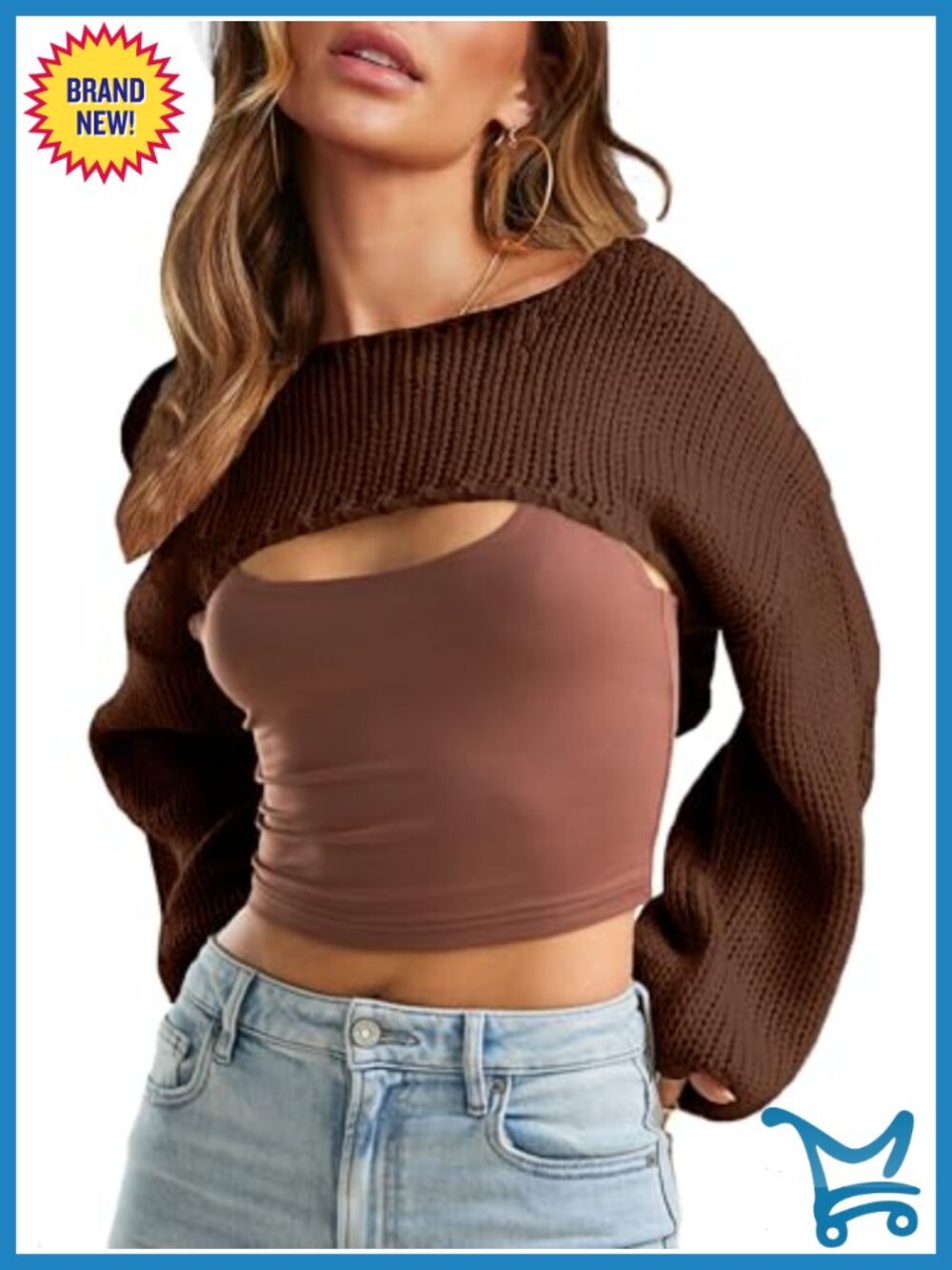Crochet Crop Shrug Bolero Long Sleeve Knit Cropped Sweater